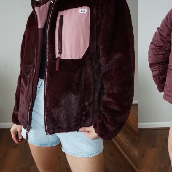 Abercrombie Purple double faced fleece Zip Jacket Size M - Picture 1 of 6